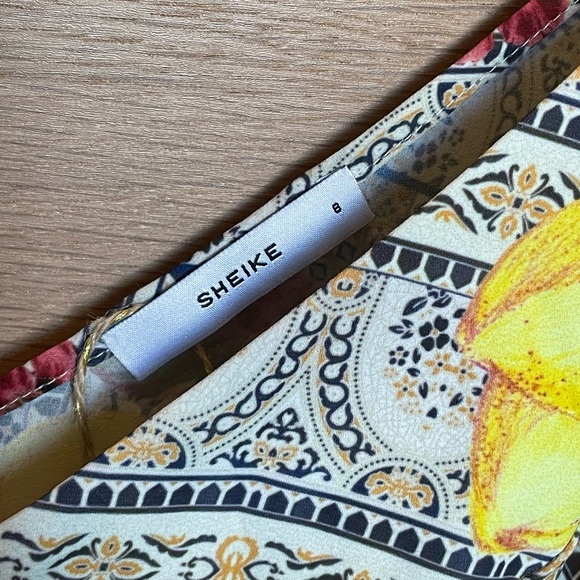 SHEIKE Lemon Print Tie Front Mini Dress - Size 8 - Picture 3 of 5